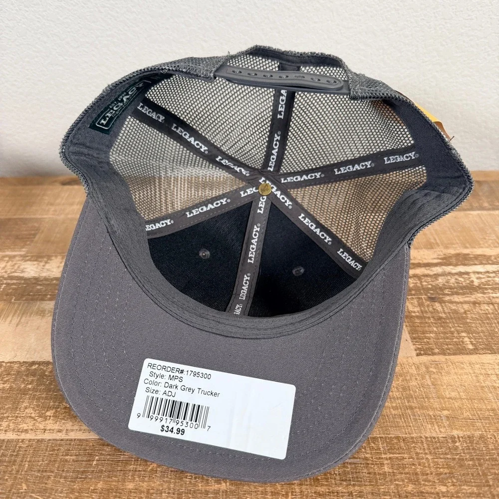 Legacy Yellowstone Mesh Trucker Patch Hat Wild At Heart Bison Mens OS Dark Grey